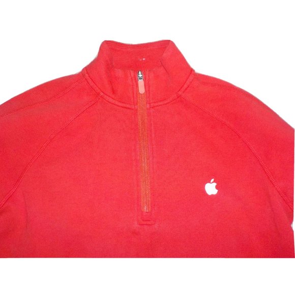 Apple Store Employee Embroidered Logo 1/4 Zip Pullover Sweatshirt Red - Picture 2 of 5